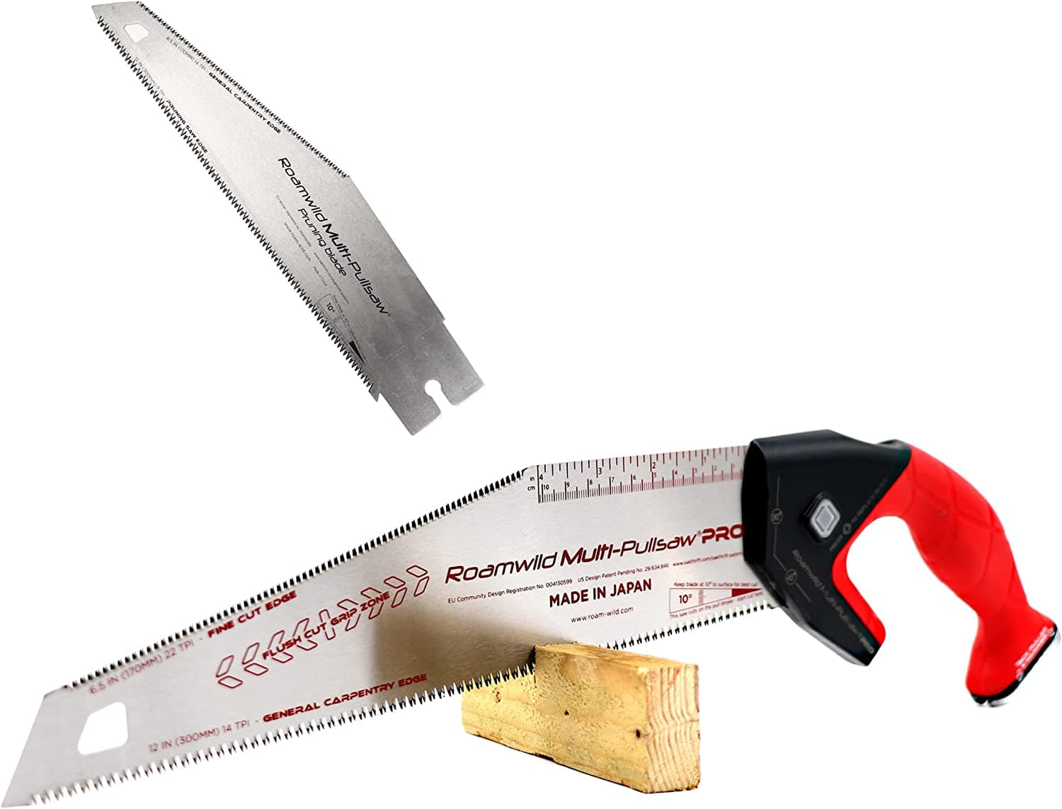 Roamwild Japanese Multi-Pullsaw PRO With Double Edge Carpentry Fine Saw and Spare Pruning Blade Included
