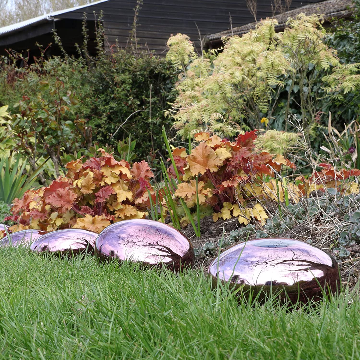 Pack of 6 - Mirror Polished Floating Pond Decorations Ornaments Garden Flower Bed Gazing Balls