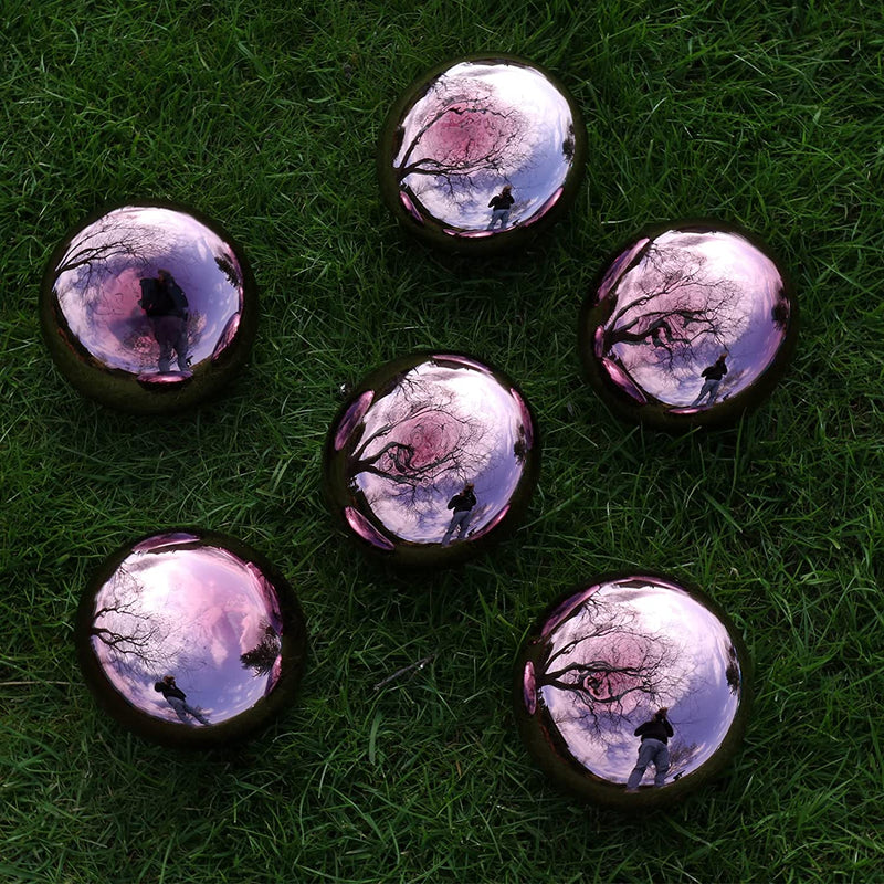Pack of 6 - Mirror Polished Floating Pond Decorations Ornaments Garden Flower Bed Gazing Balls