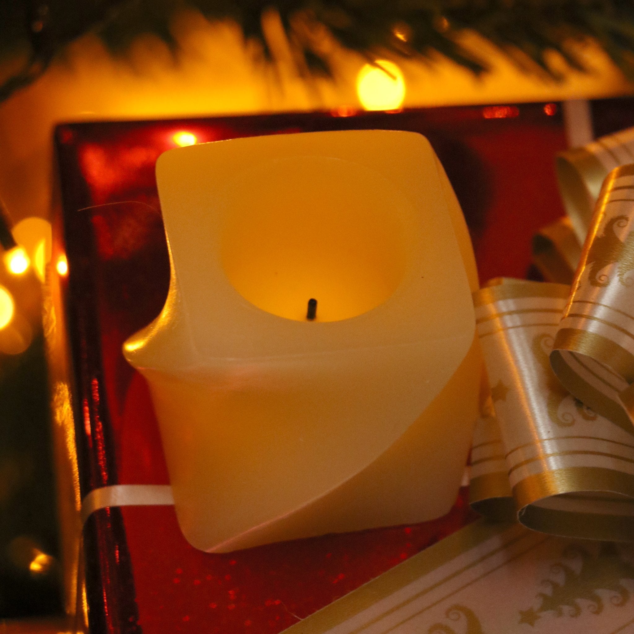 LED 2-Inch Mini Twisted Square Flameless Candles Cream, 2-Pack - These were in John Lewis