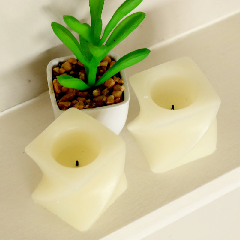 LED 2-Inch Mini Twisted Square Flameless Candles Cream, 2-Pack - These were in John Lewis