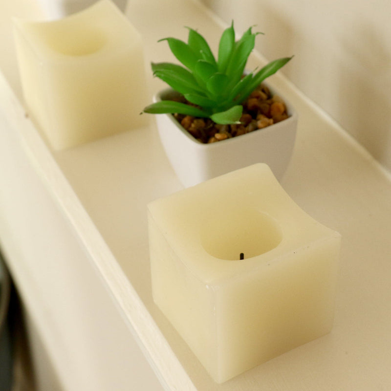 Mini Battery Candle Cream 2 Pack 'Square'