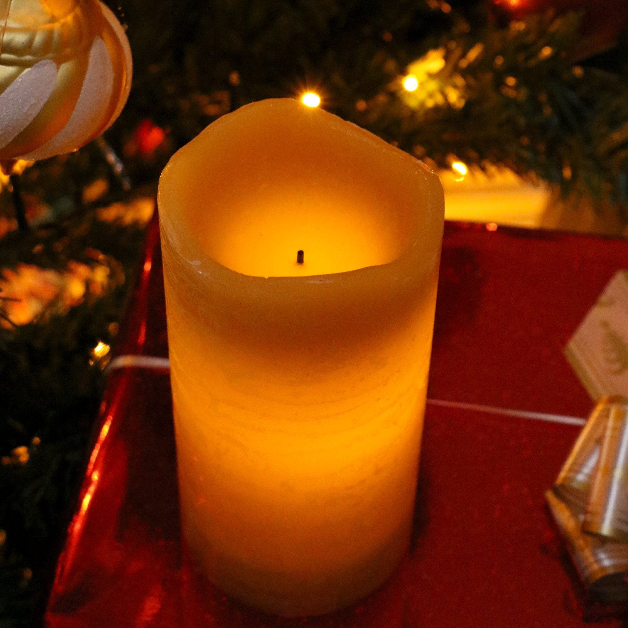 Rustic Pillar Battery Candle 6 Inch 'Honey'