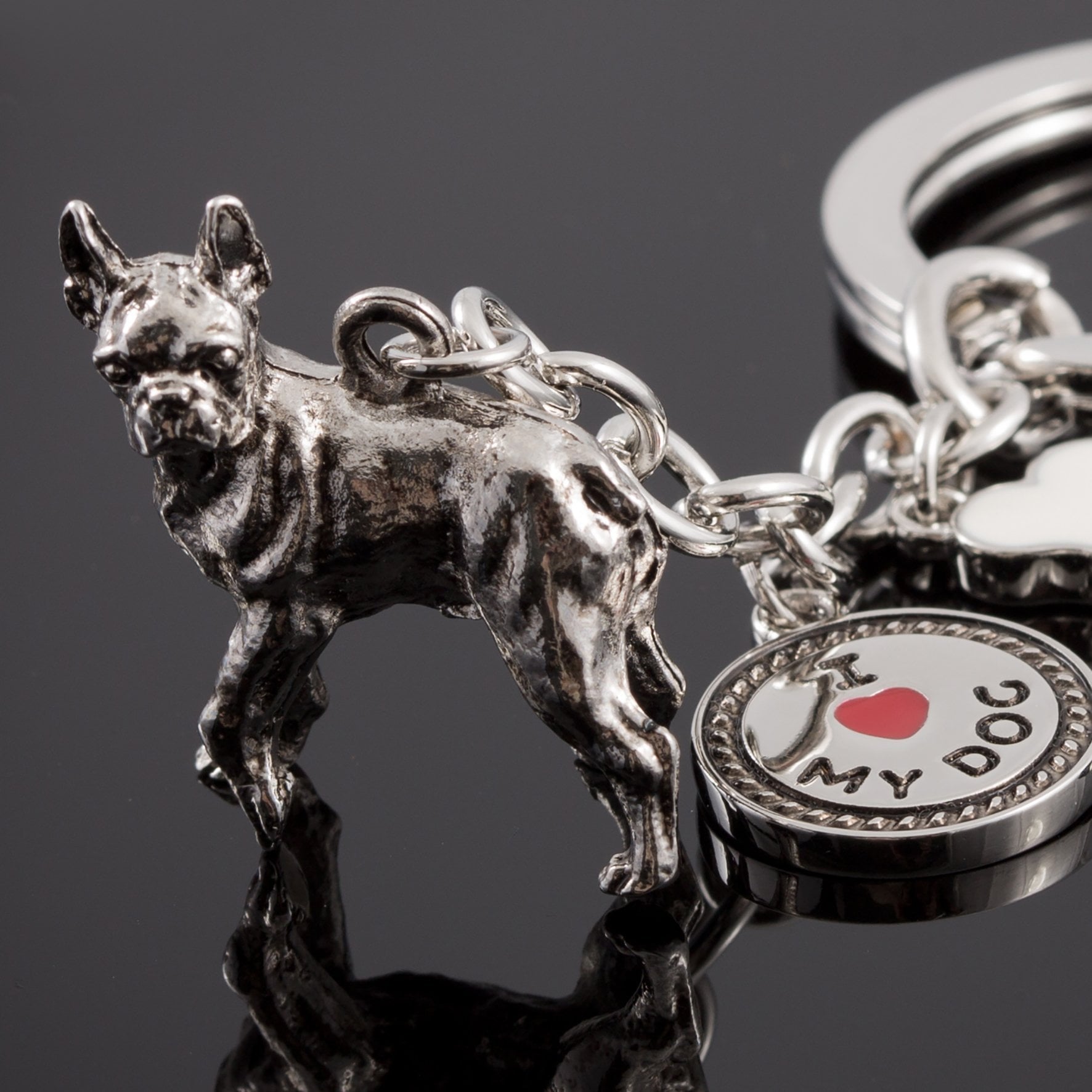 Boxer High Detailed Dog Metal Animal Keyring