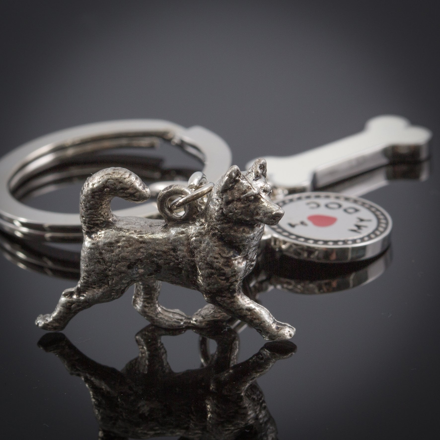 Husky High Detailed Dog Metal Animal Keyring