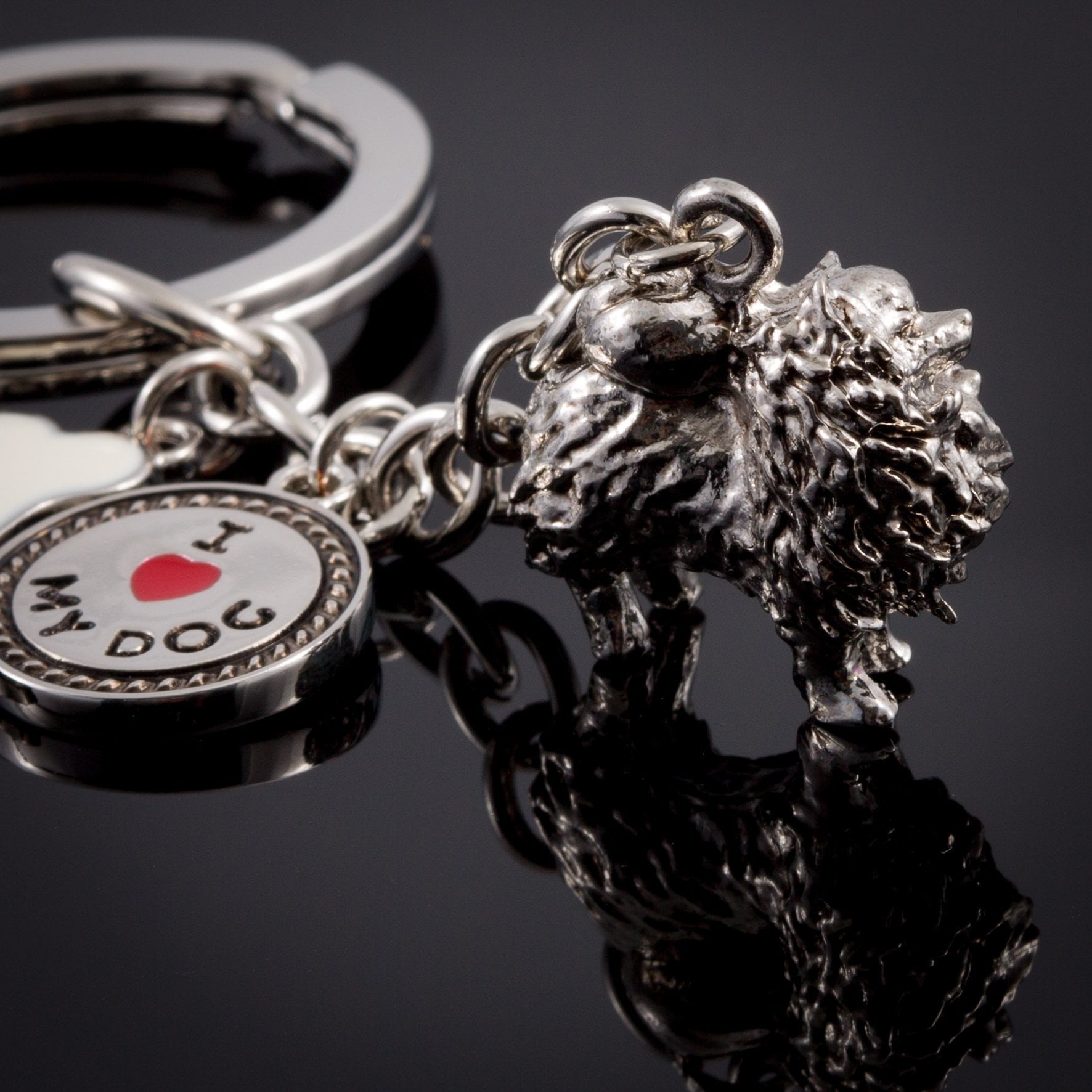 Pomeranian High Detailed Dog Metal Animal Keyring