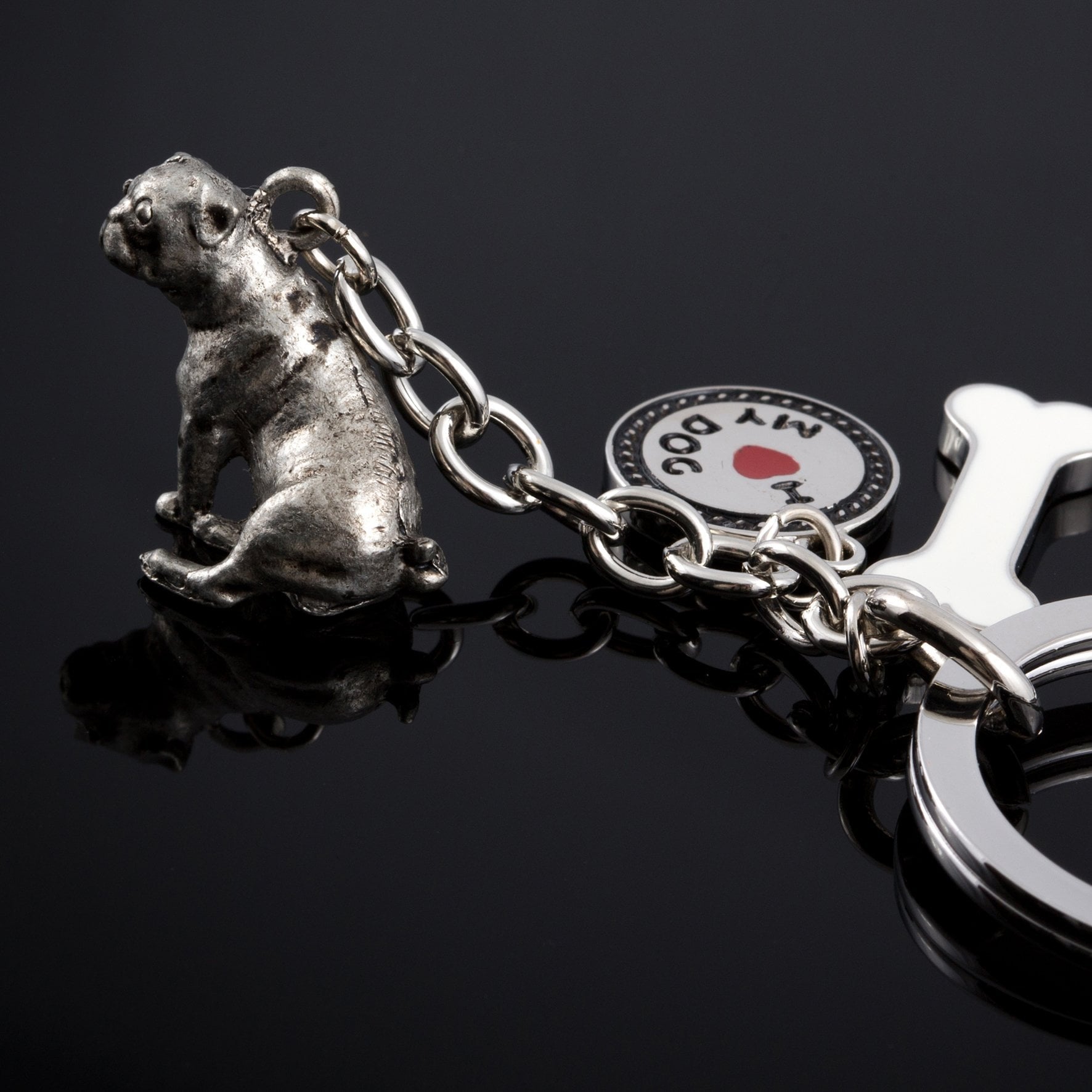 Pug High Detailed Dog Metal Animal Keyring