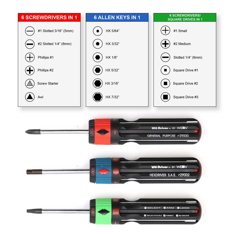 W6 Driver - 6 Handy Screwdirvers in One (Square and Cross Head Driver)