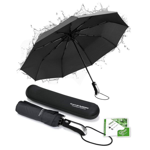 Roamwild SuperBRO Super Strong Black Fast Drying Automatic Compact Umbrella