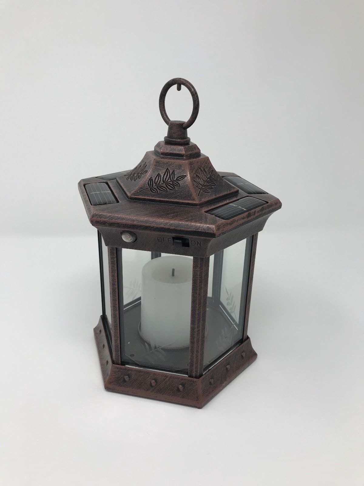 Paradise - Solar Power Flickering Candle Lantern Antique copper