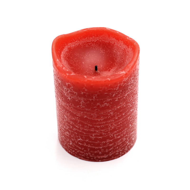 Rustic Pillar Battery Candle 4 Inch 'Red'