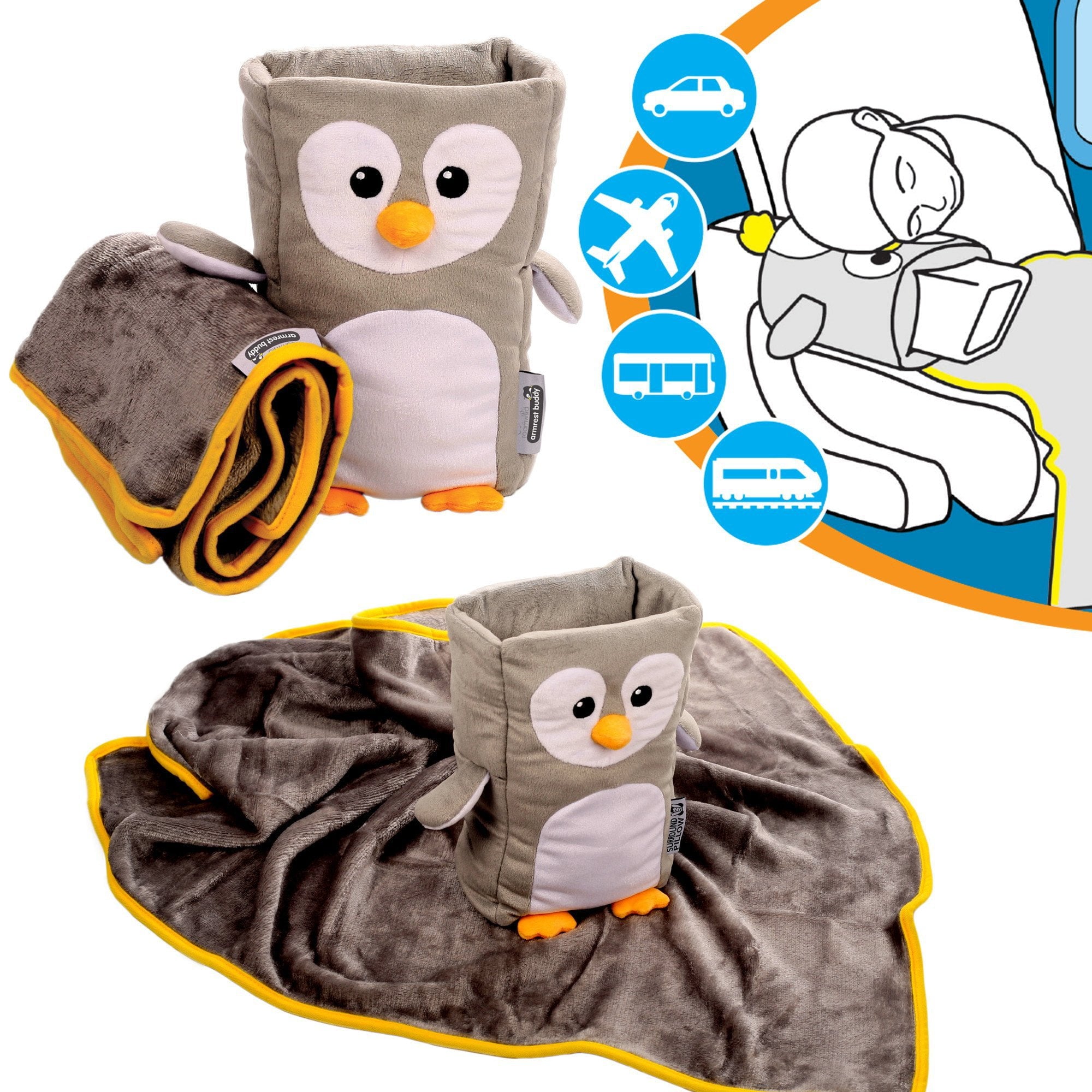 Roamwild Armrest Buddy Children's Travel Pillow & Blanket