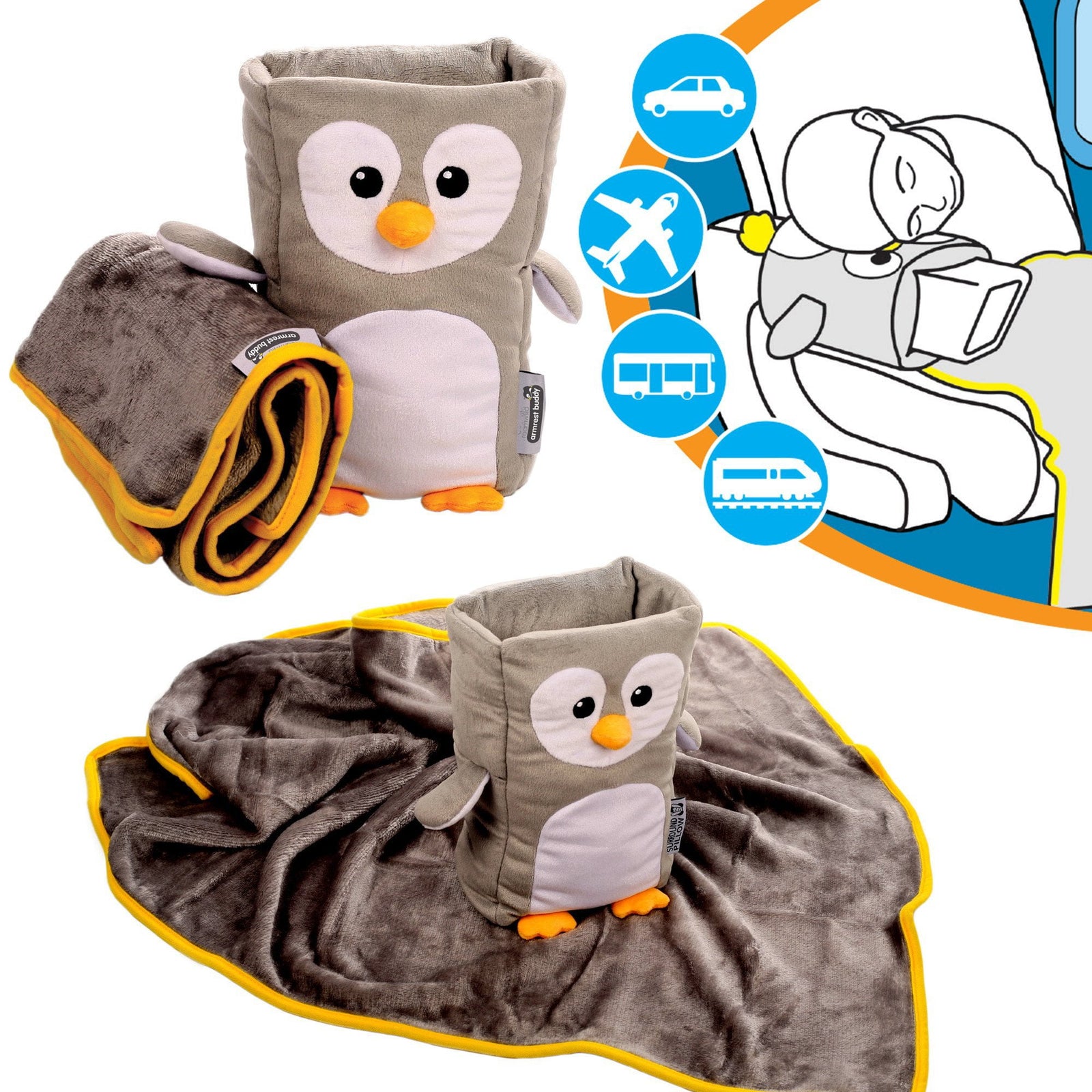 Armrest Buddy Kids Travel Pillow & Blanket