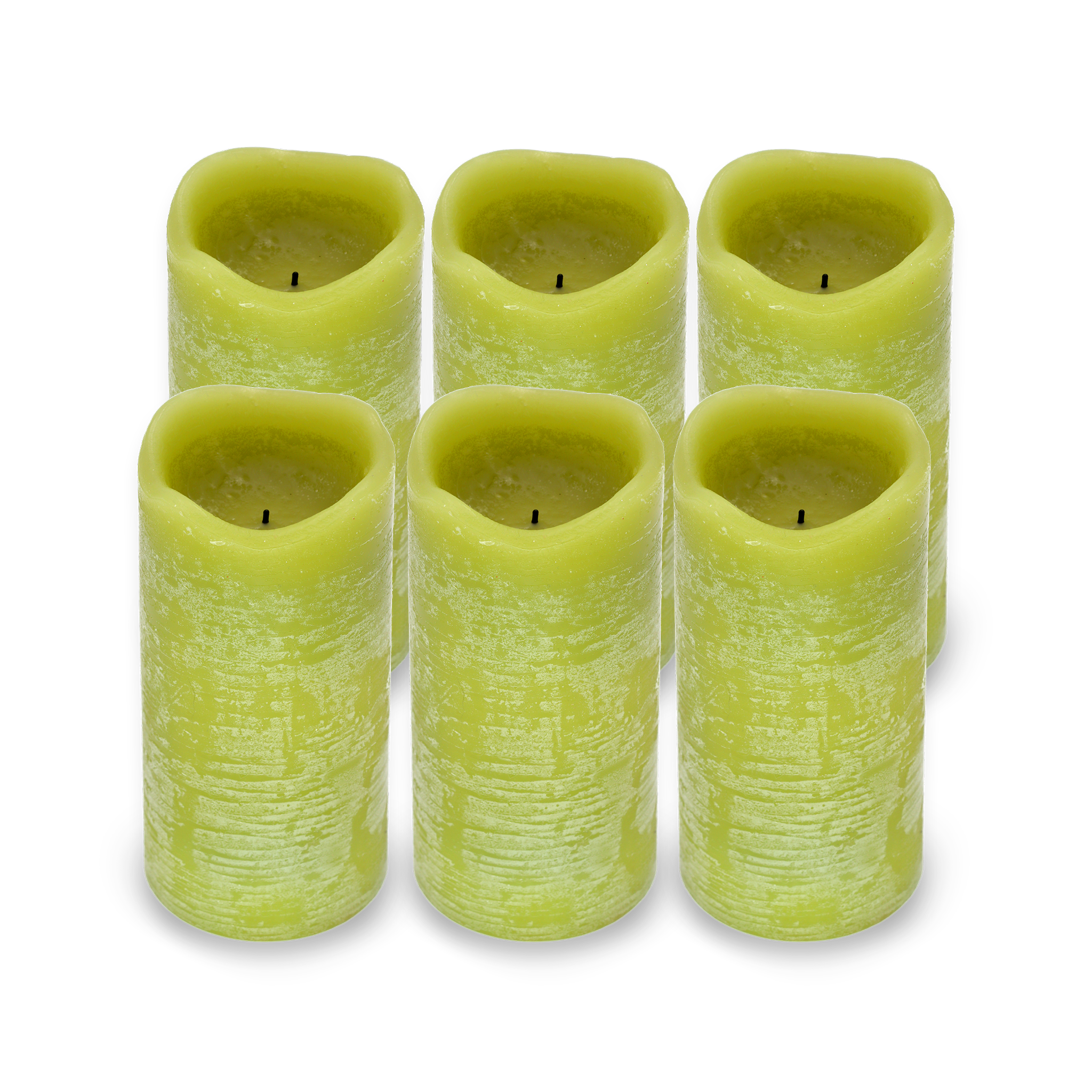 Rustic Pillar Battery Candle 6 Inch 'Sage'