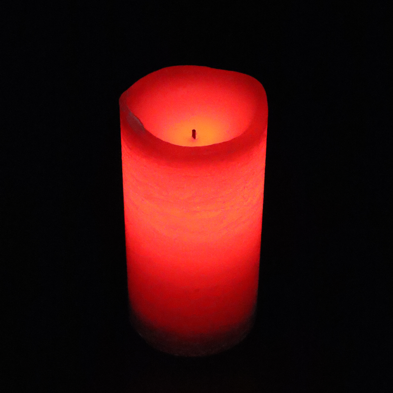 Rustic Pillar Battery Candle 6 Inch 'Red'