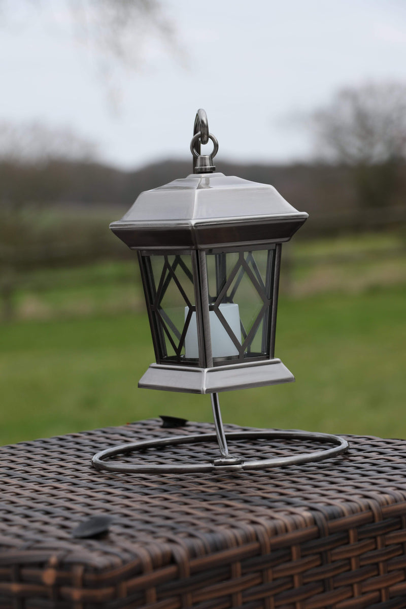 Antique Silver Ornate Battery Operated Lantern