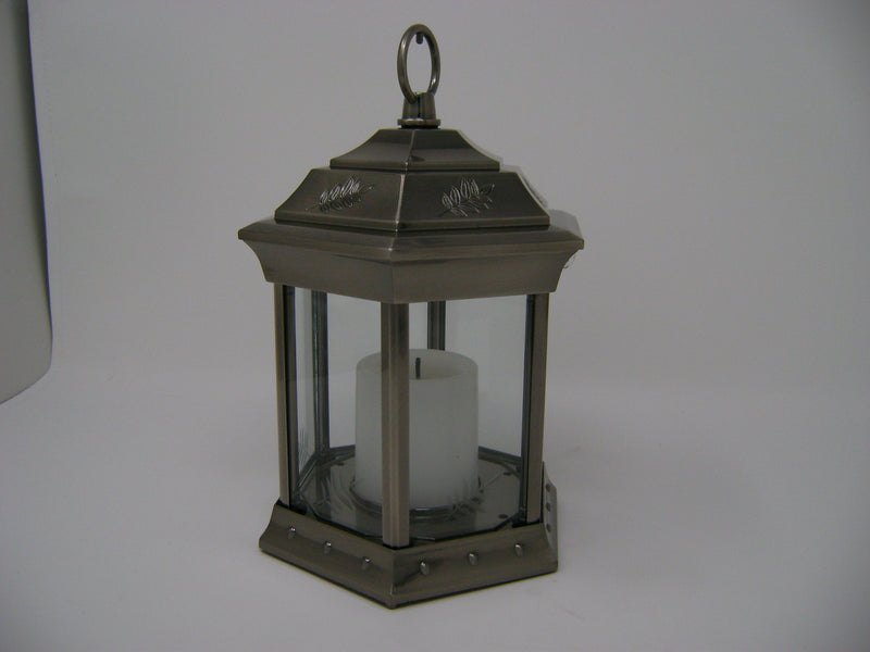Paradise - Battery Powered Flickering Candle Lantern Pewter