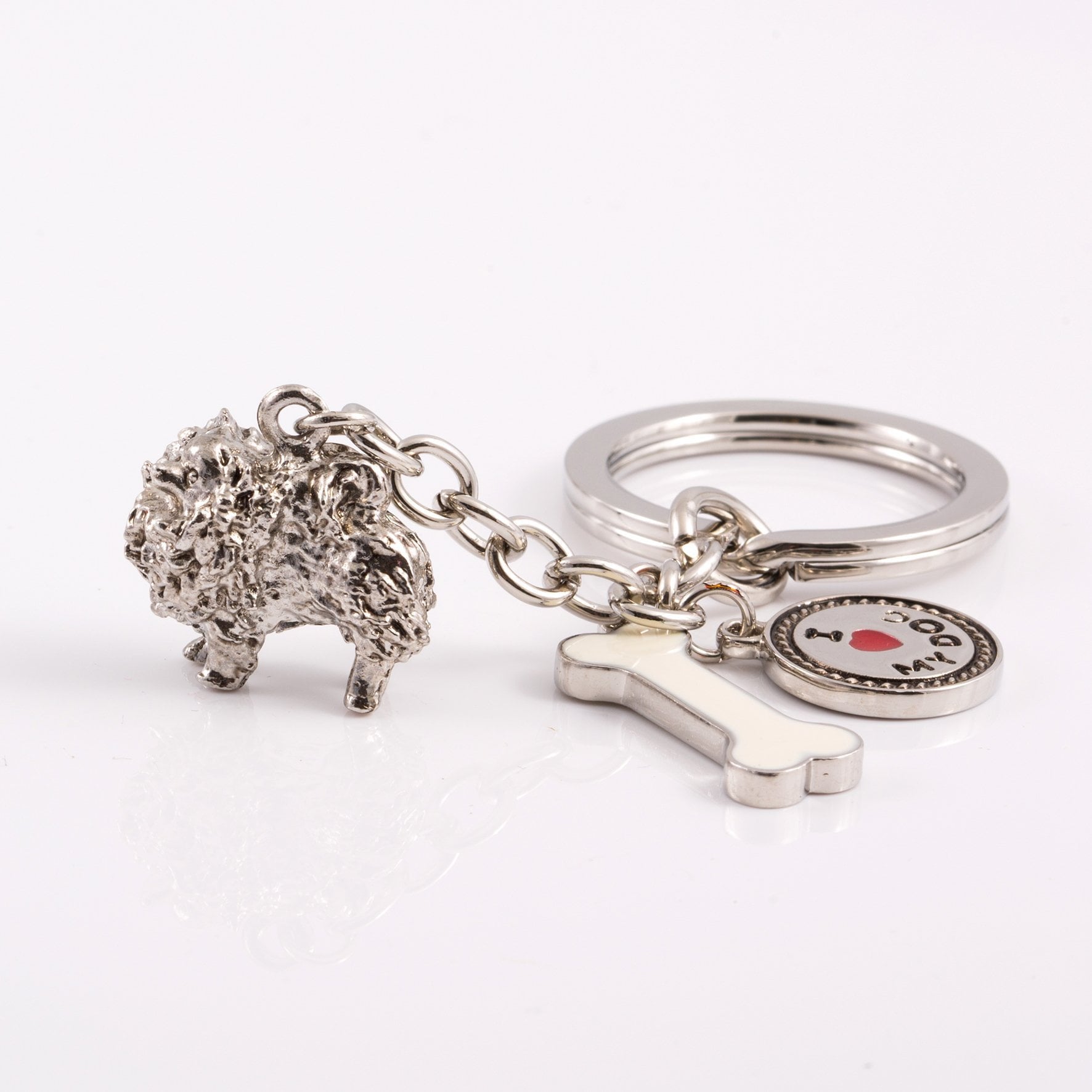 Pomeranian High Detailed Dog Metal Animal Keyring