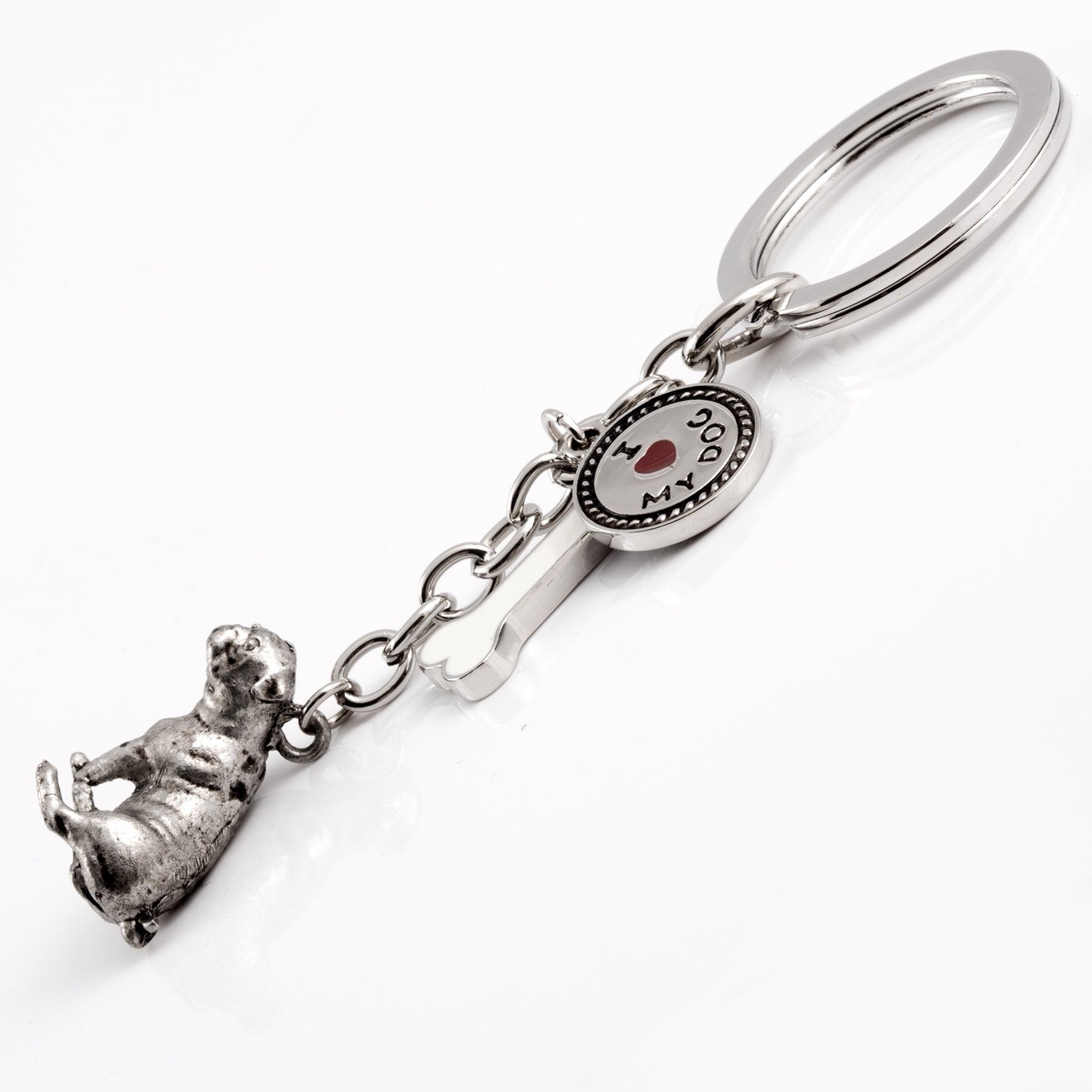 Pug High Detailed Dog Metal Animal Keyring