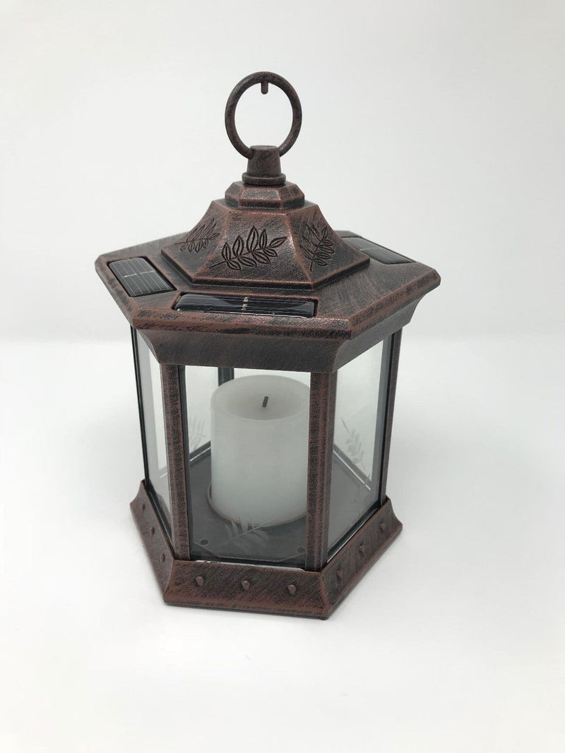 Paradise - Solar Power Flickering Candle Lantern Antique copper